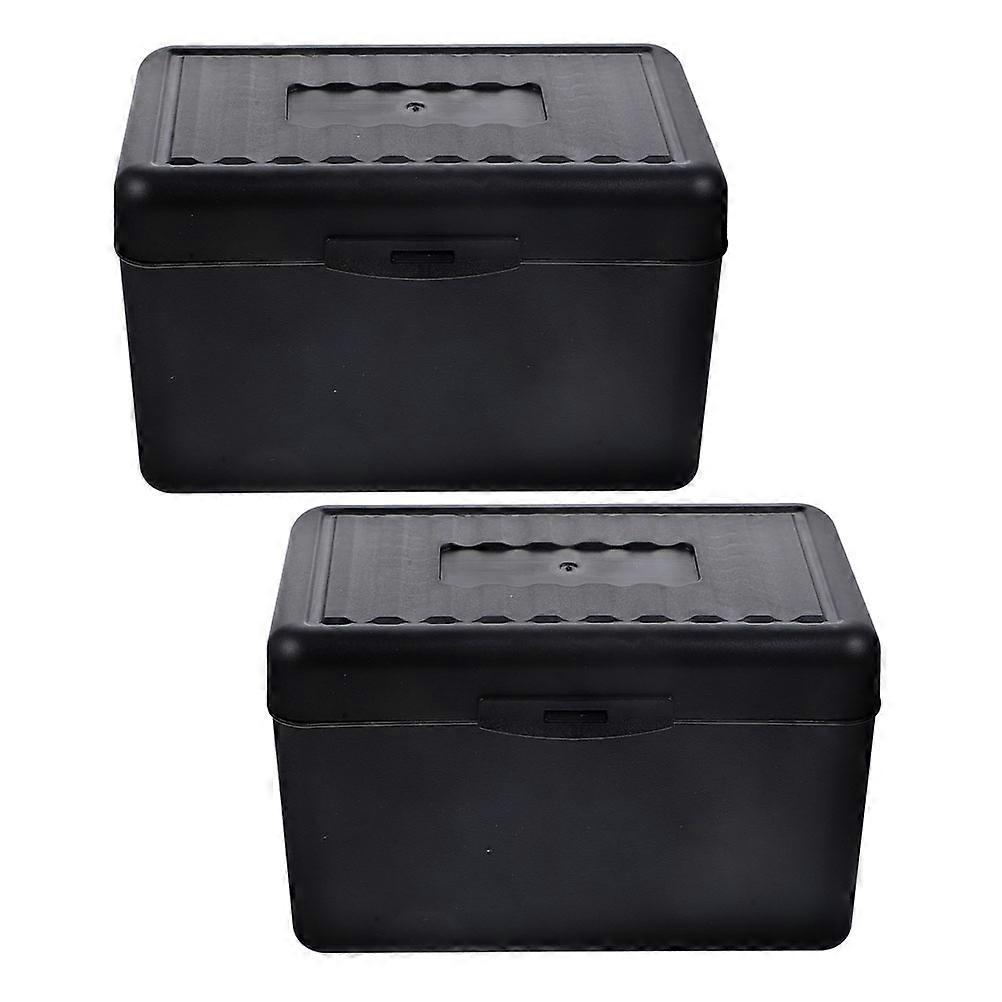 Business Card Storage Box Desk Organizer Space Saving Plastic Rectangular Design 2Pcs