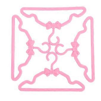 Cabides em miniatura para brincadeiras infantis, com 100 peças de plástico rosa.