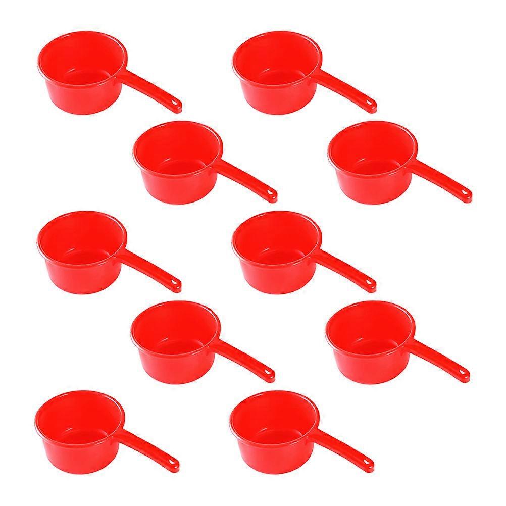 Household Water Ladle Red Plastic for Kitchen Use 10Pcs Set
