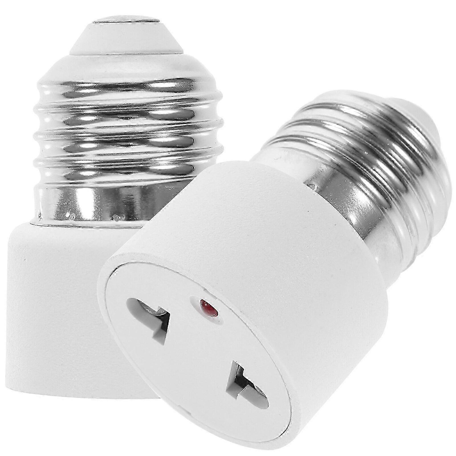 2-Pack E27 to 2-Prong Plug Adapter for Light Bulbs Socket Outlet Converter