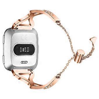 Manier Vrouwen Hol uit 304 roestvrij staal strass Decor Slide Armband Smart Watch Band voor Fi