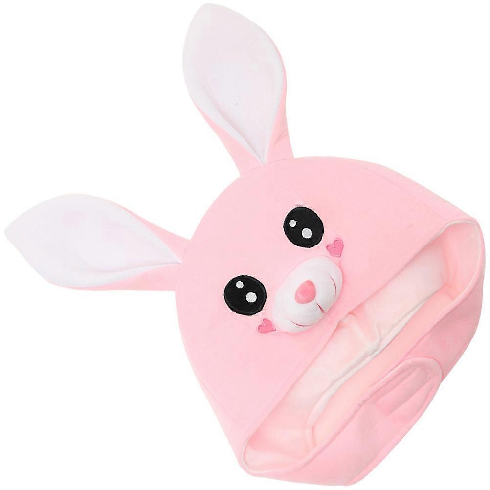 Pink Plush Bunny Hat Rabbit Hat for Decor 2Pcs Easter Party Accessory