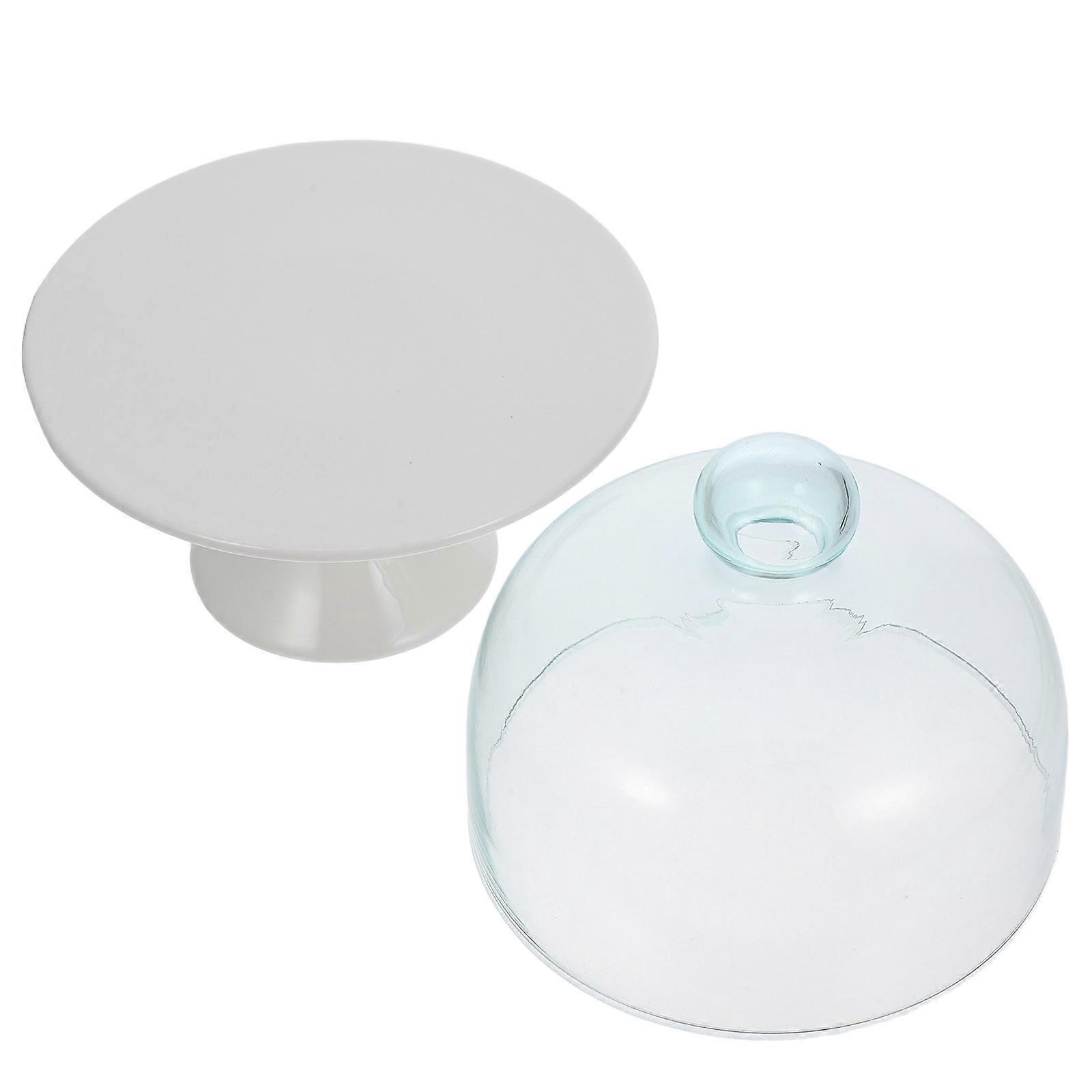 Cake Plate Ceramic for Party Serving with Glass Cover