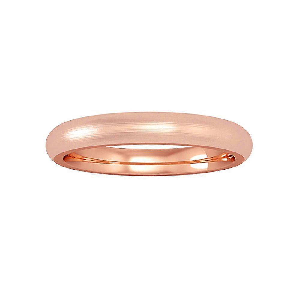 Jewelco London 18ct Rose Gold Court Satin-Brushed Band Wedding Ring 3mm