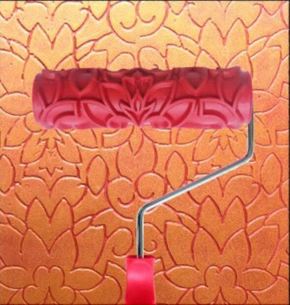 7 Inch Greek Art Patterned Paint Roller with Handle, Textured Wall Roller for Decorative Finish