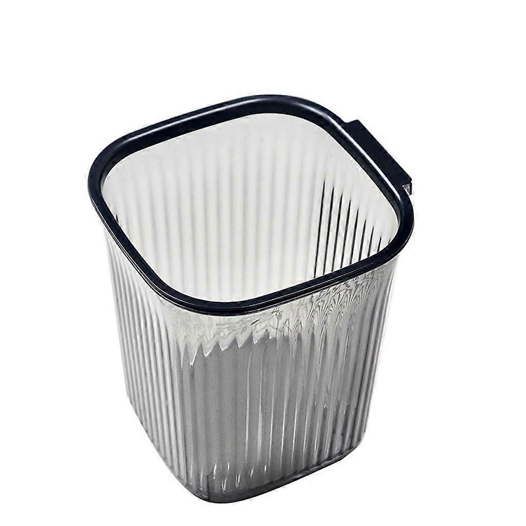 Transparent Striped Trash Can with Large Diameter Opening and Secure Bag Ring for Kitchen and Bathroom