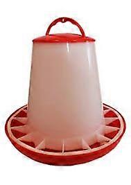 Large 6kg Chicken Feeder with Handle, Red and White Durable Plastic Poultry Feeder