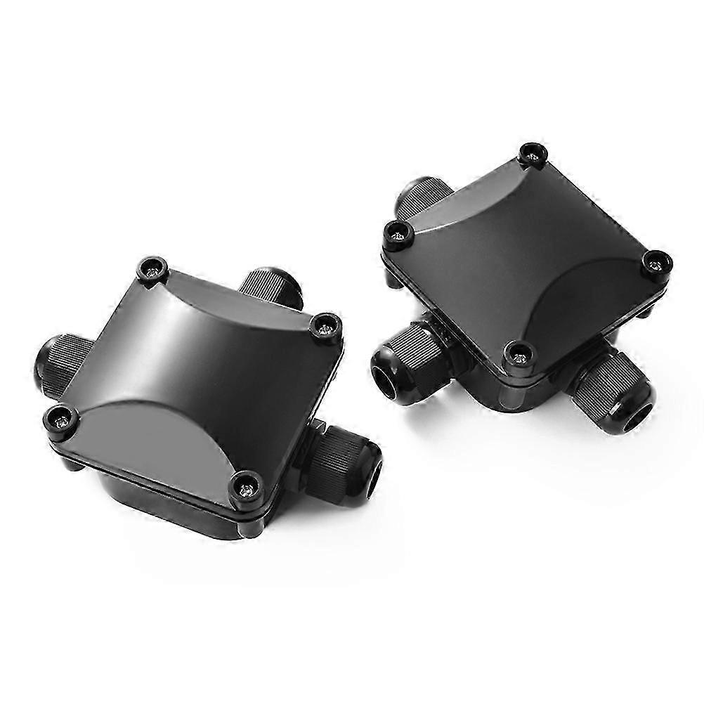 Black Waterproof Junction Box Terminal Box for Outdoor Electrical Use 2Pcs