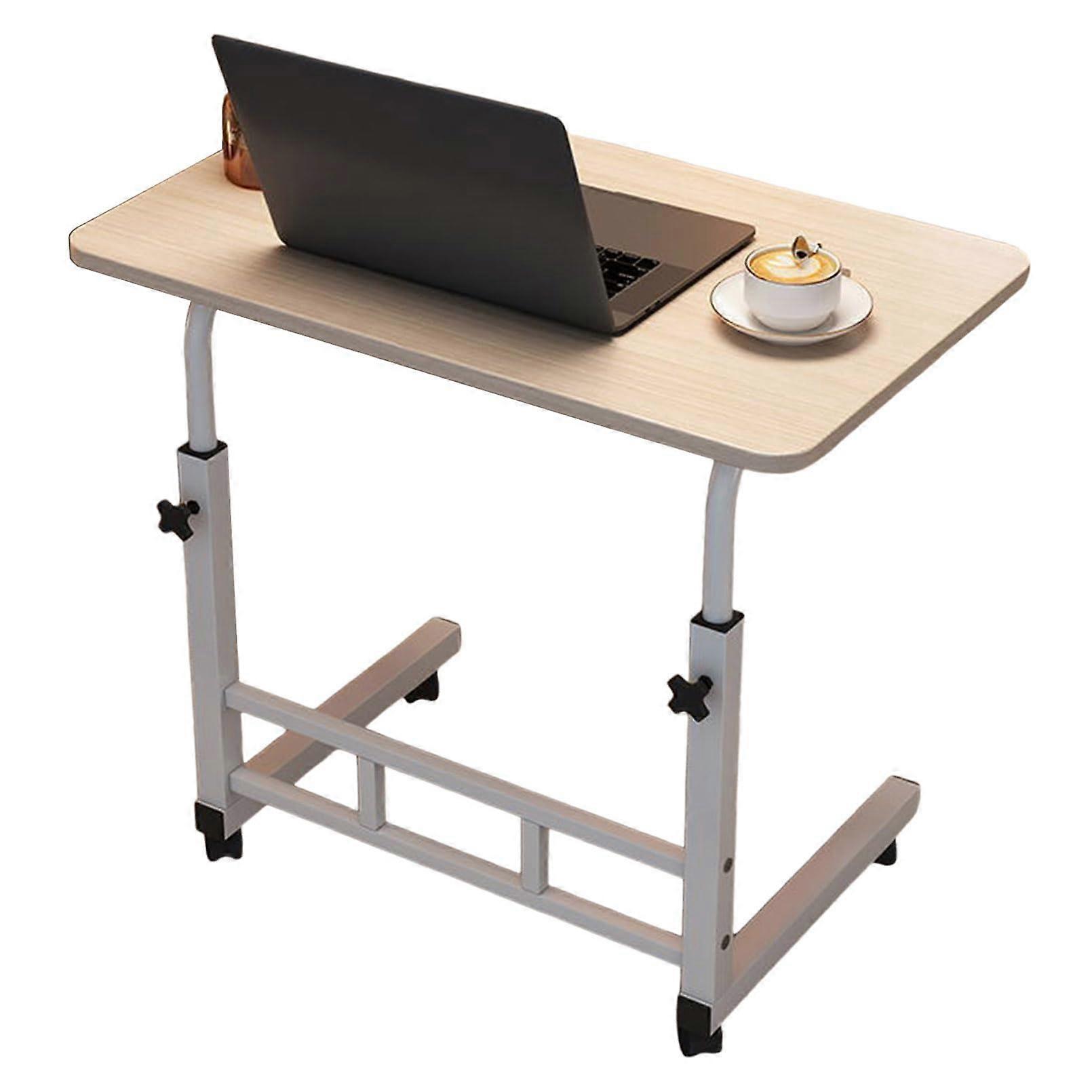 Overbed Table with Height Adjustable Tilting , CShaped Rolling Laptop Desk 80x40cm for Bed and Sofa