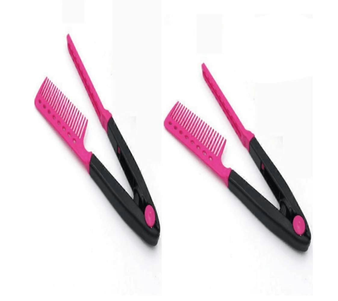 V Shape Hair Styling Comb with Precise Parting Control, Folding Hair Straightener Comb, 2 Pack