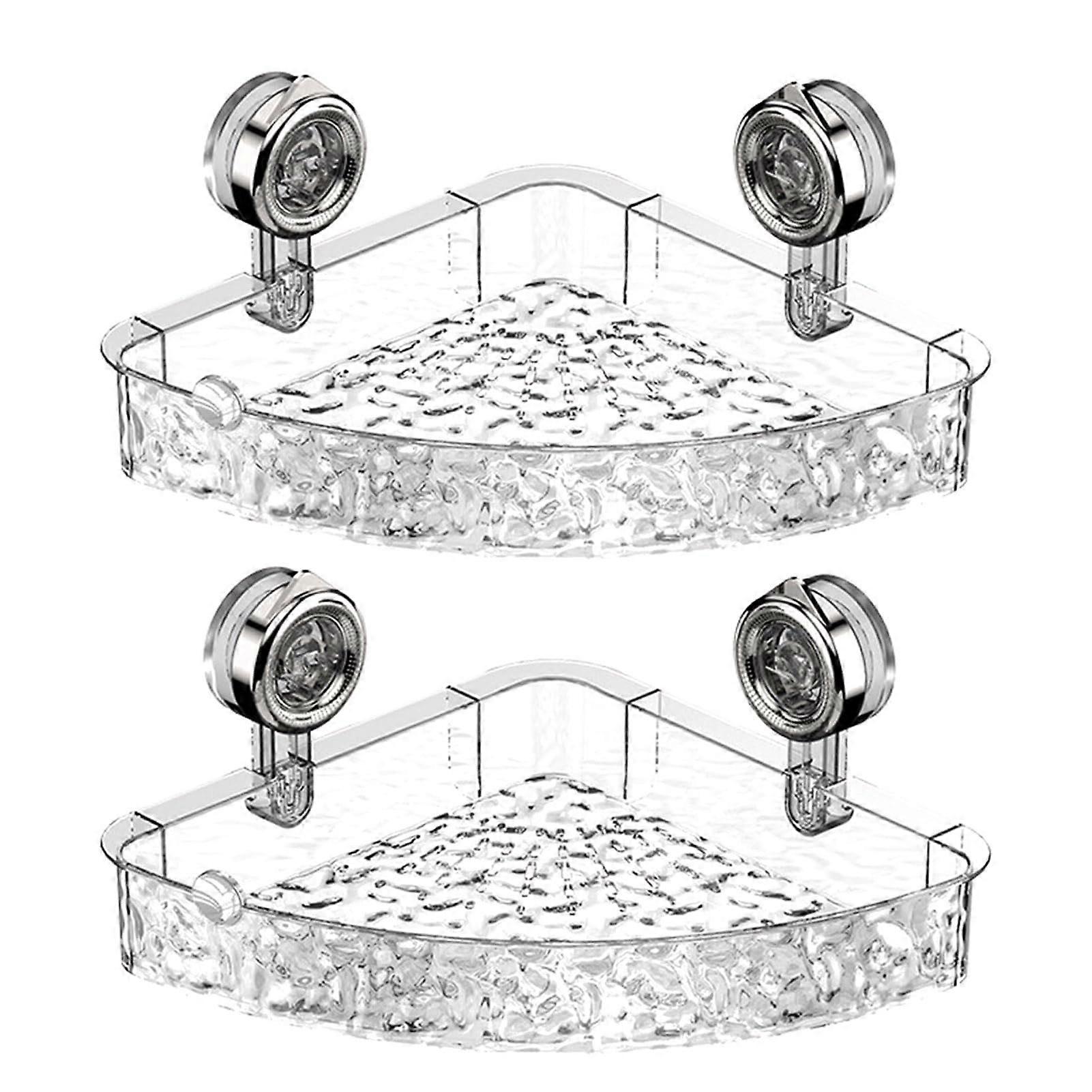 Bathroom Wall Shelf Set NoDrill Suction Cup Shower Organizer ABS Plastic Storage Rack