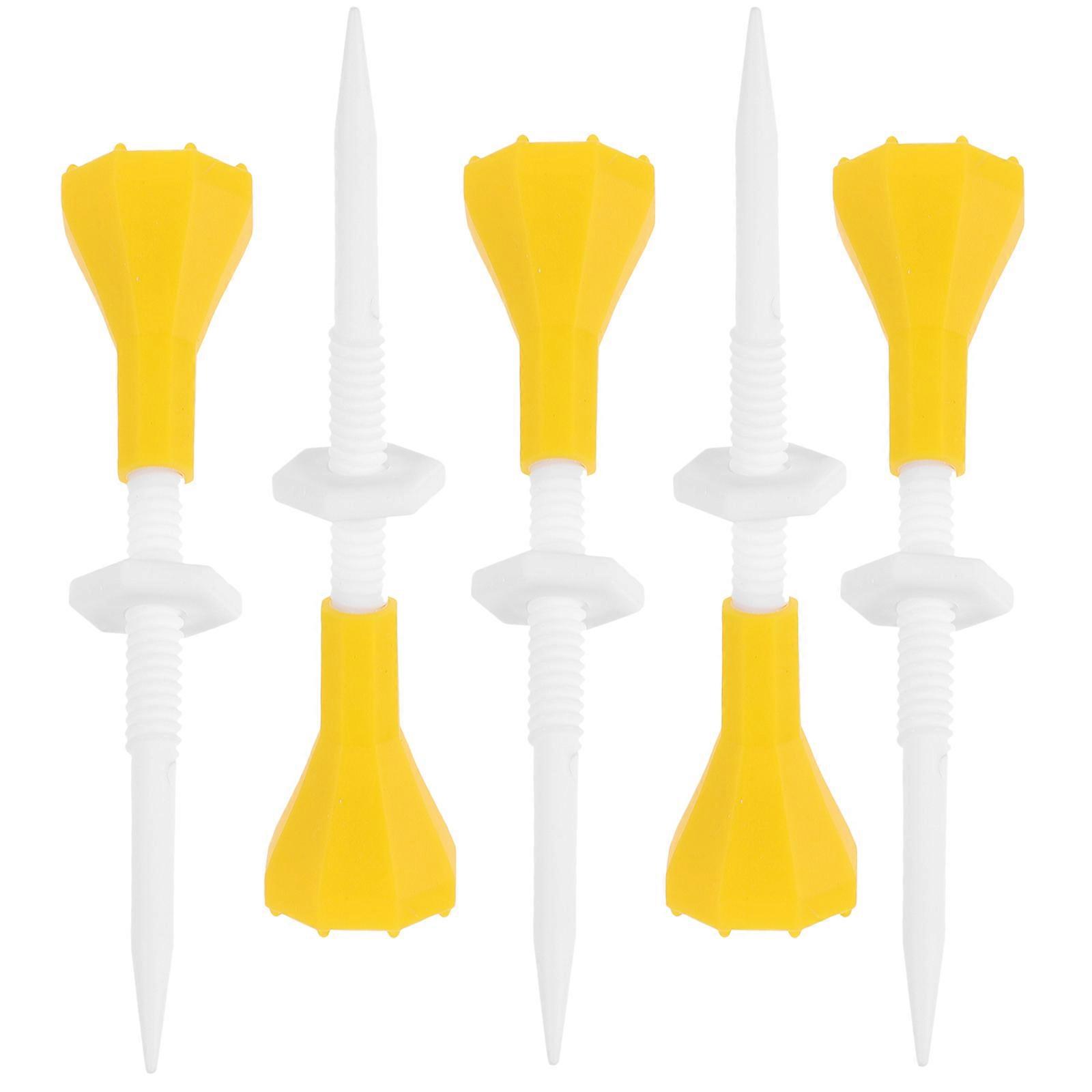 Golf Tees Plastic Adjustable Golfs Tees for Training 5Pcs Yellow Sets