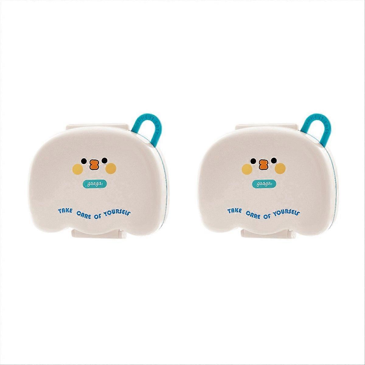 2pcs Round Portable Plastic Medicine Box
