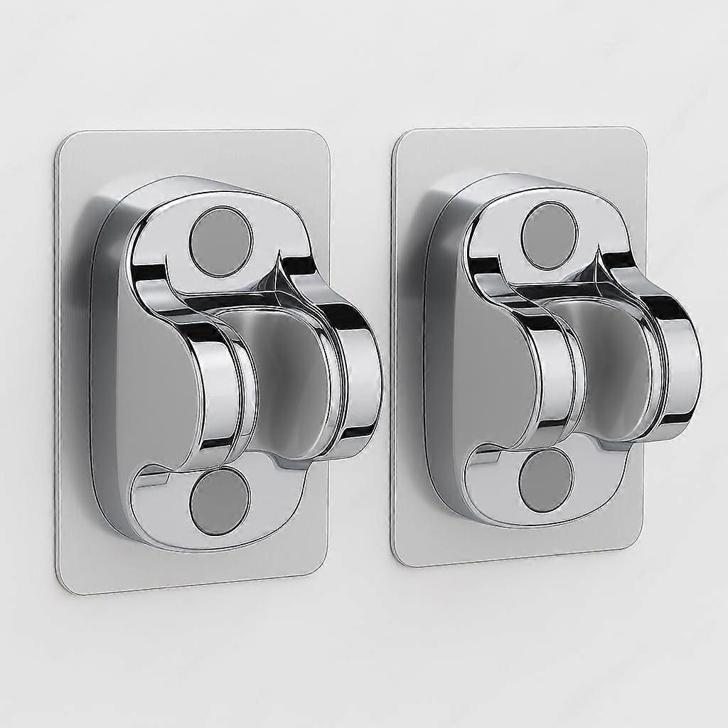 Self Adhesive Shower Head Holder 2 Pack, Waterproof No Drill Adjustable Angle Wall Mount Bracket