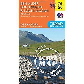 OS Explorer activa OL50 Ben Alder, Loch Ericht & lago Laggan (OS Explorer mapa activo)