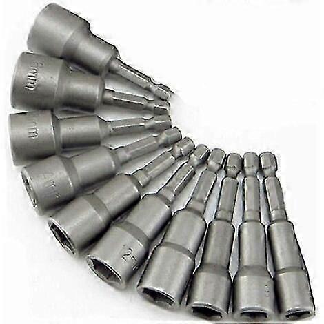 10 x Magnetic Screwdriver Socket Bit Adapter 6-19mm Hex Square Drive Chuck 1/4"