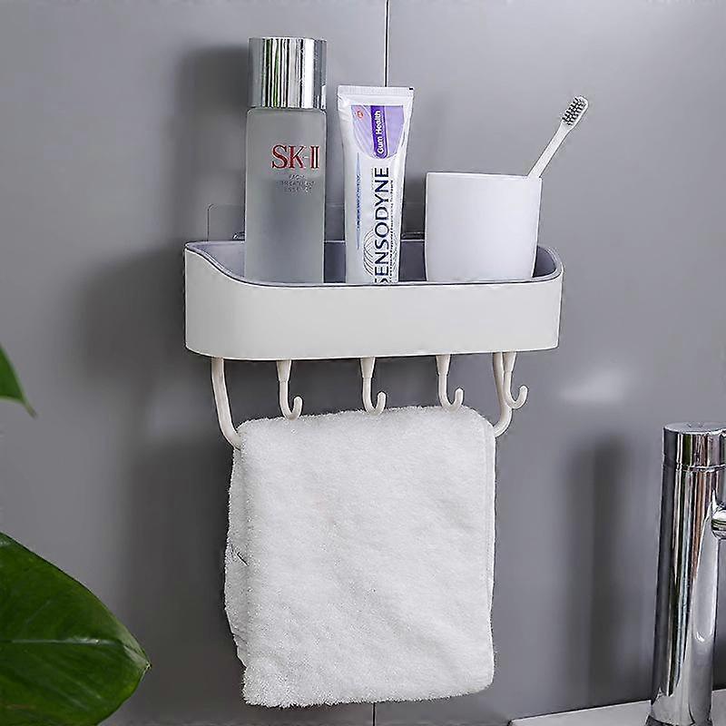 Bathroom Wall-Mounted Storage Rack, No-Drill, Multi-Functional For Bathroom And Kitchen Use