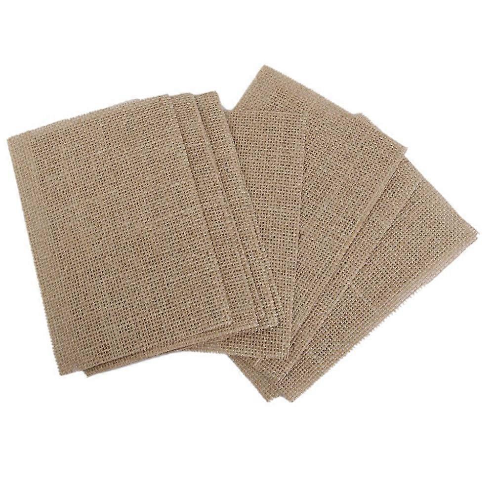 10pcs Kitchen Dining Burlap Coasters Table Mats (Brown)