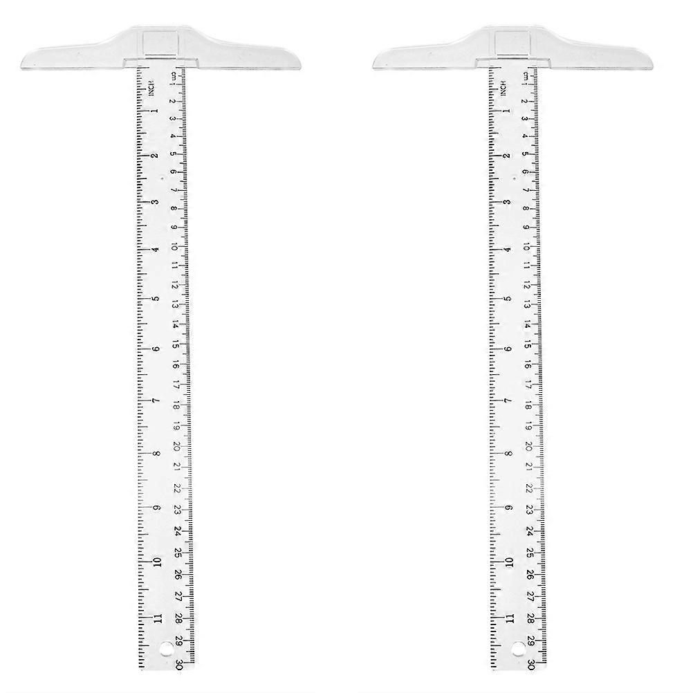 2pcs T Shape Rulers Double Scale Ruler Plastic Measuring Ruler Measuring Tool