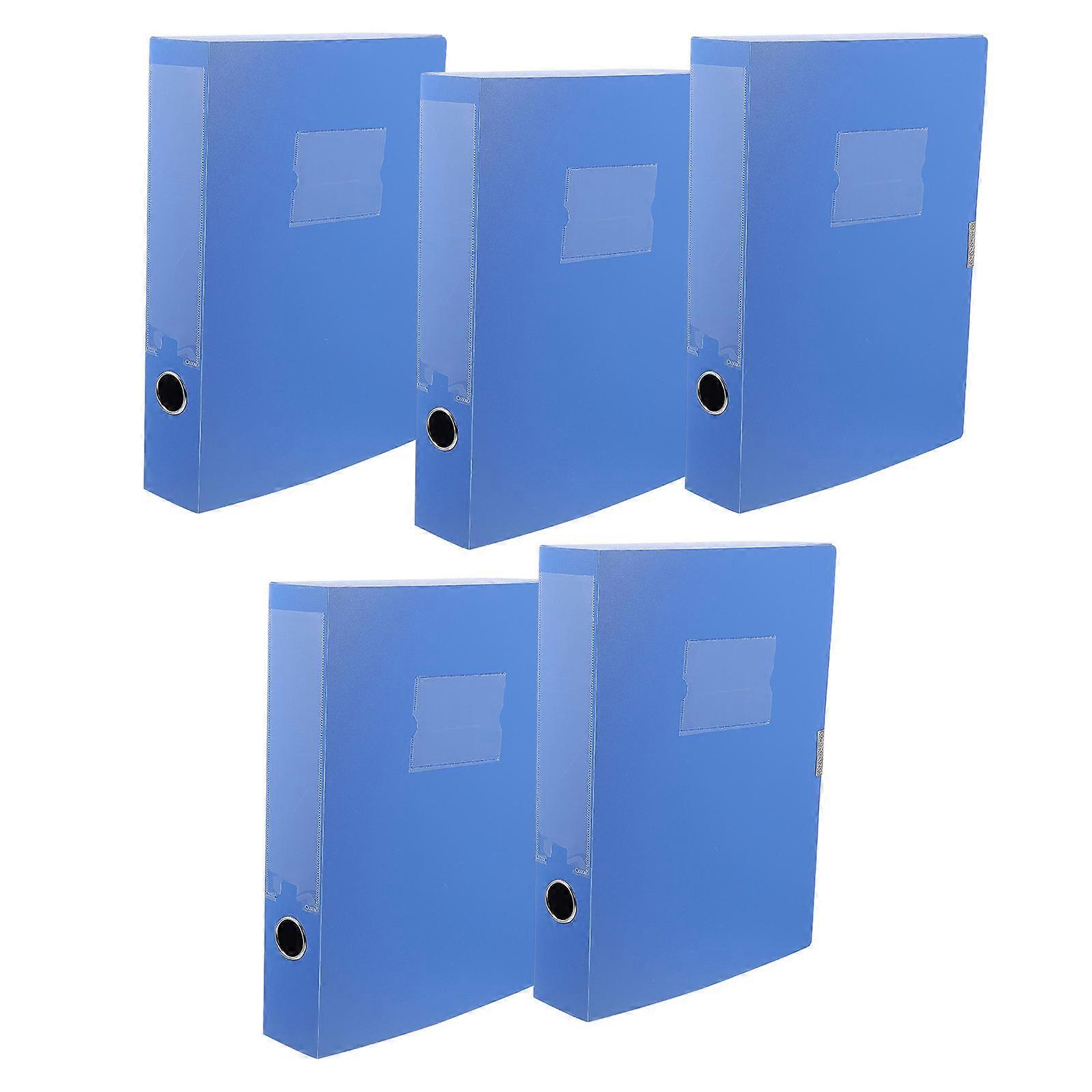 Plastic File Box Folding Storage for File 5Pcs Blue Document Boxes