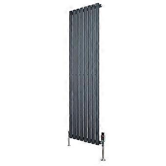 Oval Single Column Radiator 1600mm x 480mm & TRV Chrome Valves Modern Designer Single Panel Central