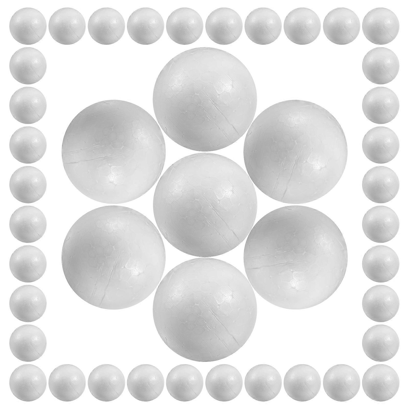 White Polystyrene Balls Solid Spheres for Adornment 50Pcs Craft Uses