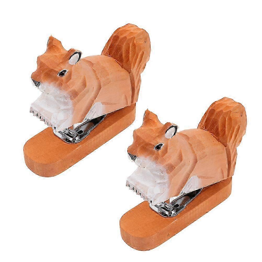 Wood Animal Stapler Compact Mini Squirrel Stapling Tool 2Pcs Pack