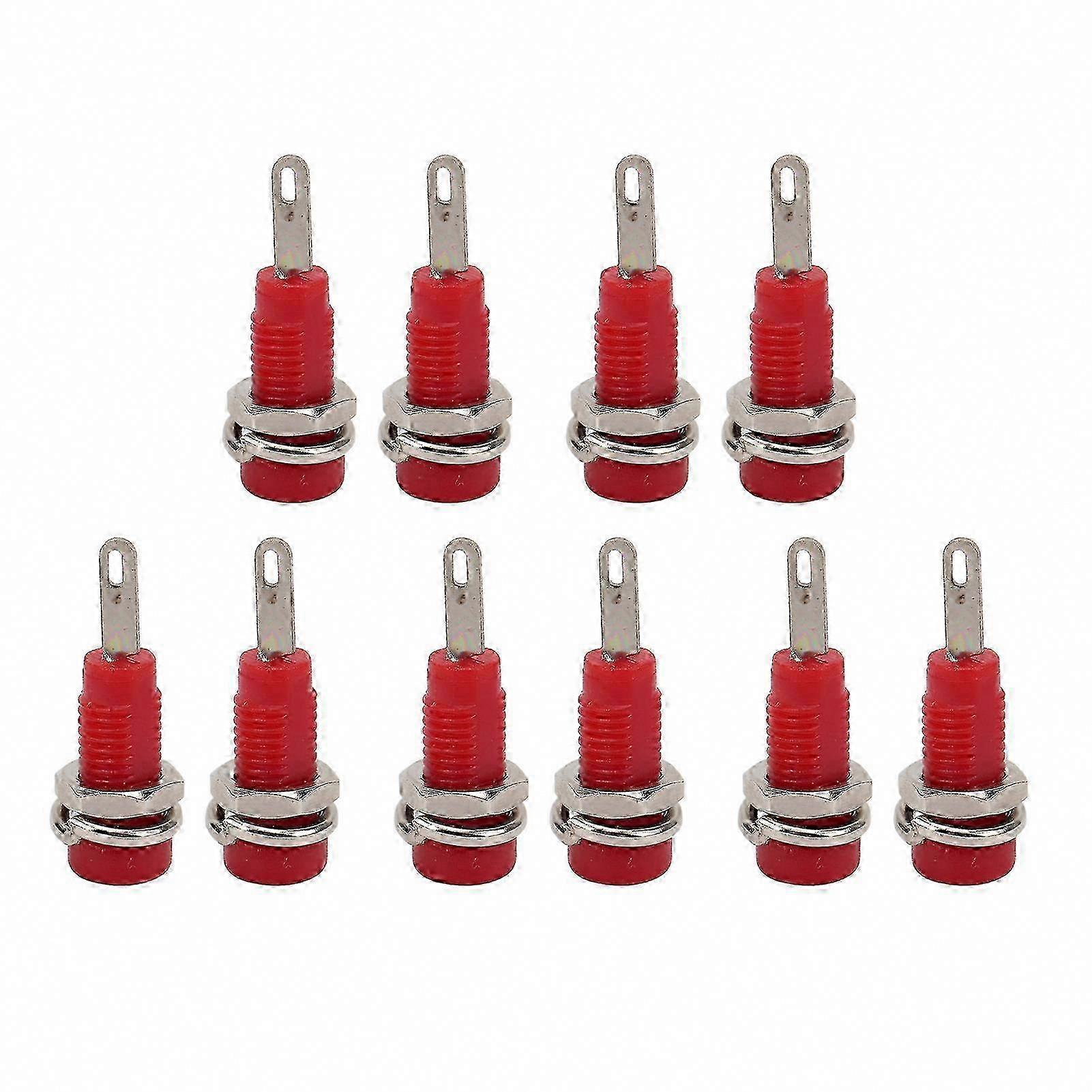 10 Pieces 2mm Banana Jack Panel Sockets, Extended Post Plug Adapter compatible with Electronic Instruments (Red)