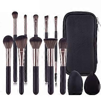 13Pcs Makeup Brush Set Soft Synthetic Fiber Brushes with Bag and Makeup Sponge