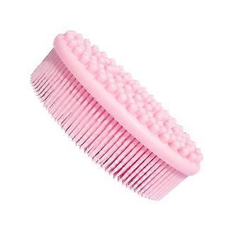 2pcs Silicone Shower Brush for Adults and Kids Gentle Exfoliating Body Scrubber Pink for Home and Travel