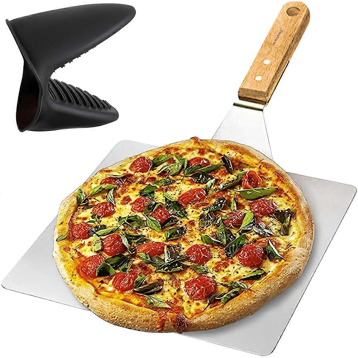 Pizzabricka med Ugnsvante - Rostfritt Stål