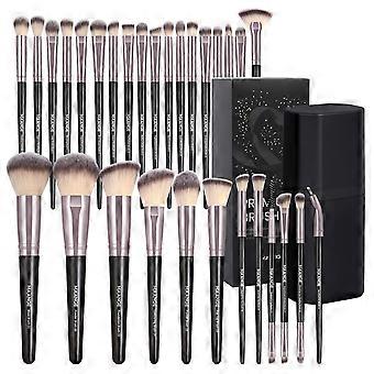 MAANGE 30Pcs Professional Makeup Brush Set with Case – Premium Synthetic Brushes for Foundation, Powder, Blush, Eyeshadow & Blending,Black Coffee