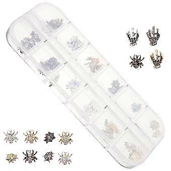 Halloween Nail Studs Alloy Nail Art Accessories for Decoration 5 Boxes