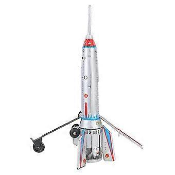 Tin Rocket Toy, Vintage Collectible Tinplate Model, Push Action, Decor for Home Bar, Collectible Item