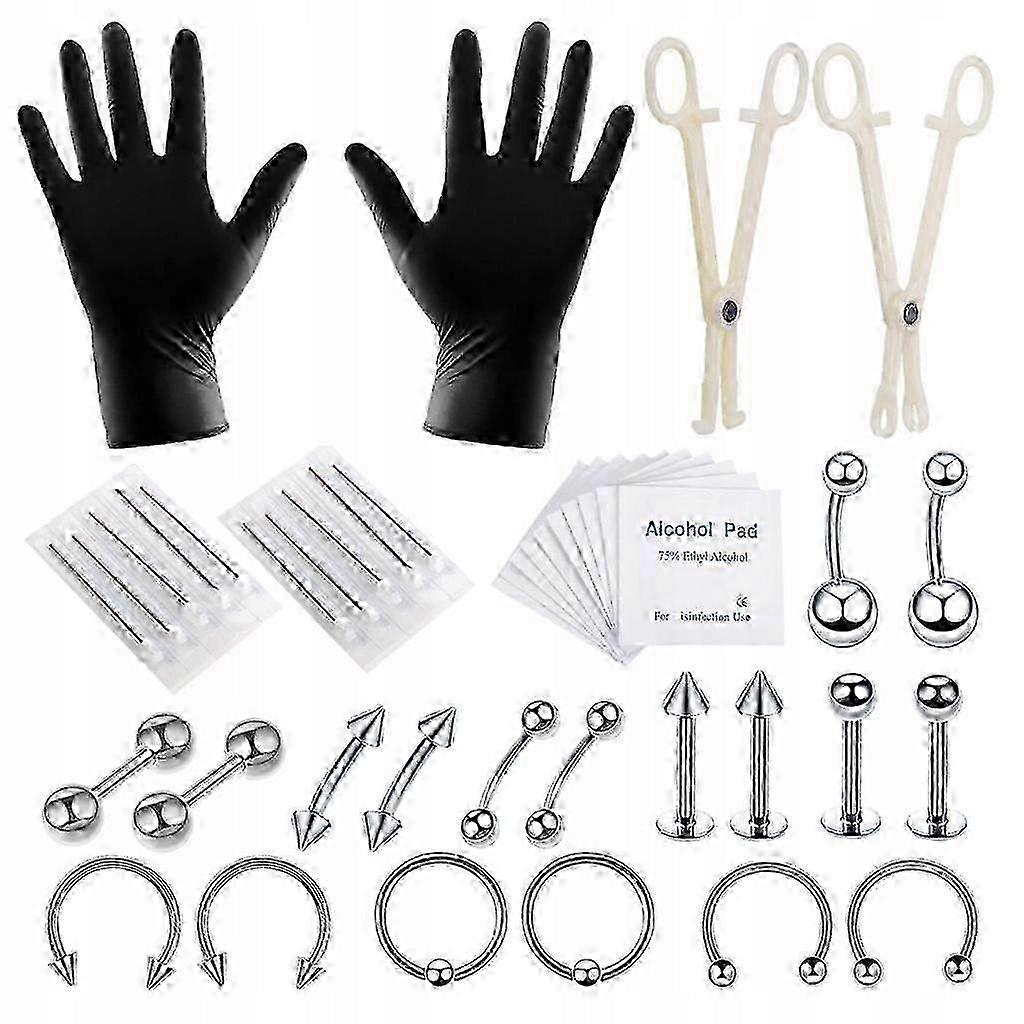 42-Pc Stainless Steel Piercing Set