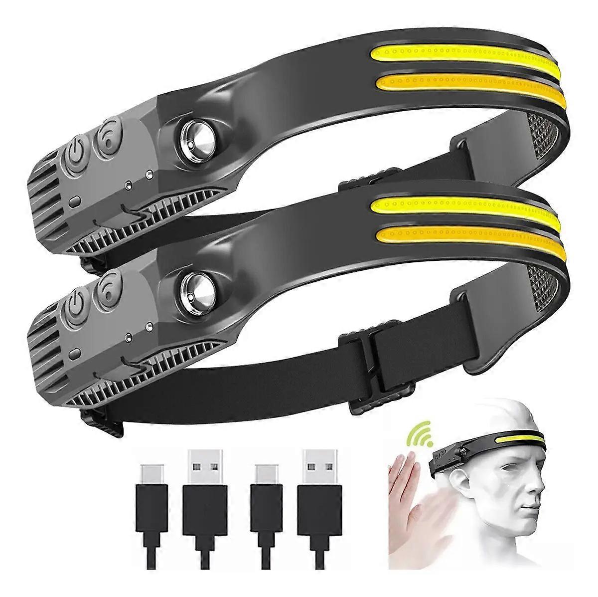 Rechargeable Headlamp with Sensor - 2 Pieces