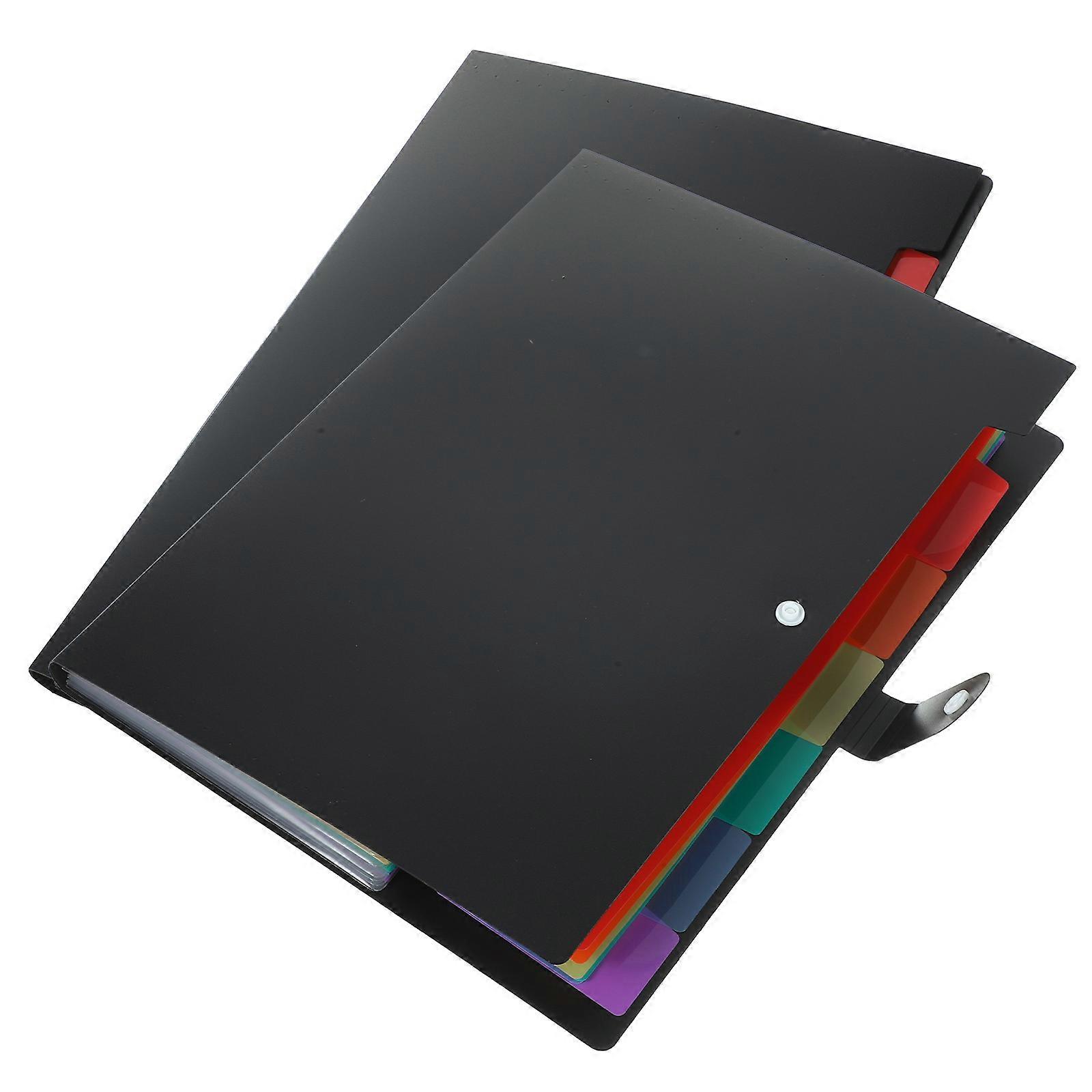 Accordion File Folder for Protecting File with Snap Button 2Pcs Black Organizer