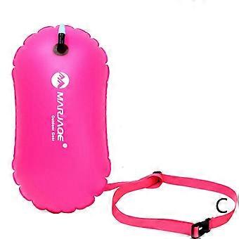 Swimming pool Buoy Tow Floats Inflatable Life Saving Swim Buoy PVC Inflated Air Drying Bag Drift Bag pool accessory Open Water - Rose Red