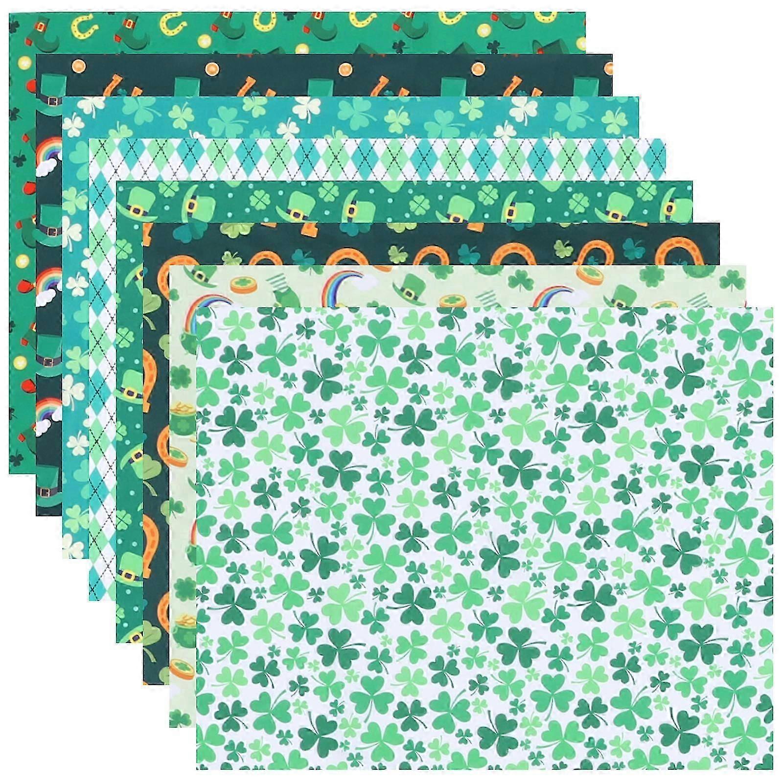 8 Sheets of St. patrick's Day Patchwork DIY Patchwork Decorative Sewing Patchwork Crafts FabricJJ