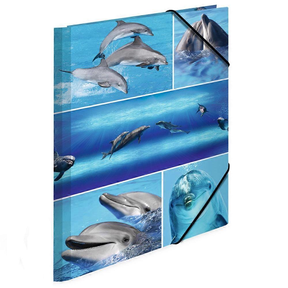 DOLPHINS Herma High Quality and Stylish Elasticated Cardboard Folder A4 Animals