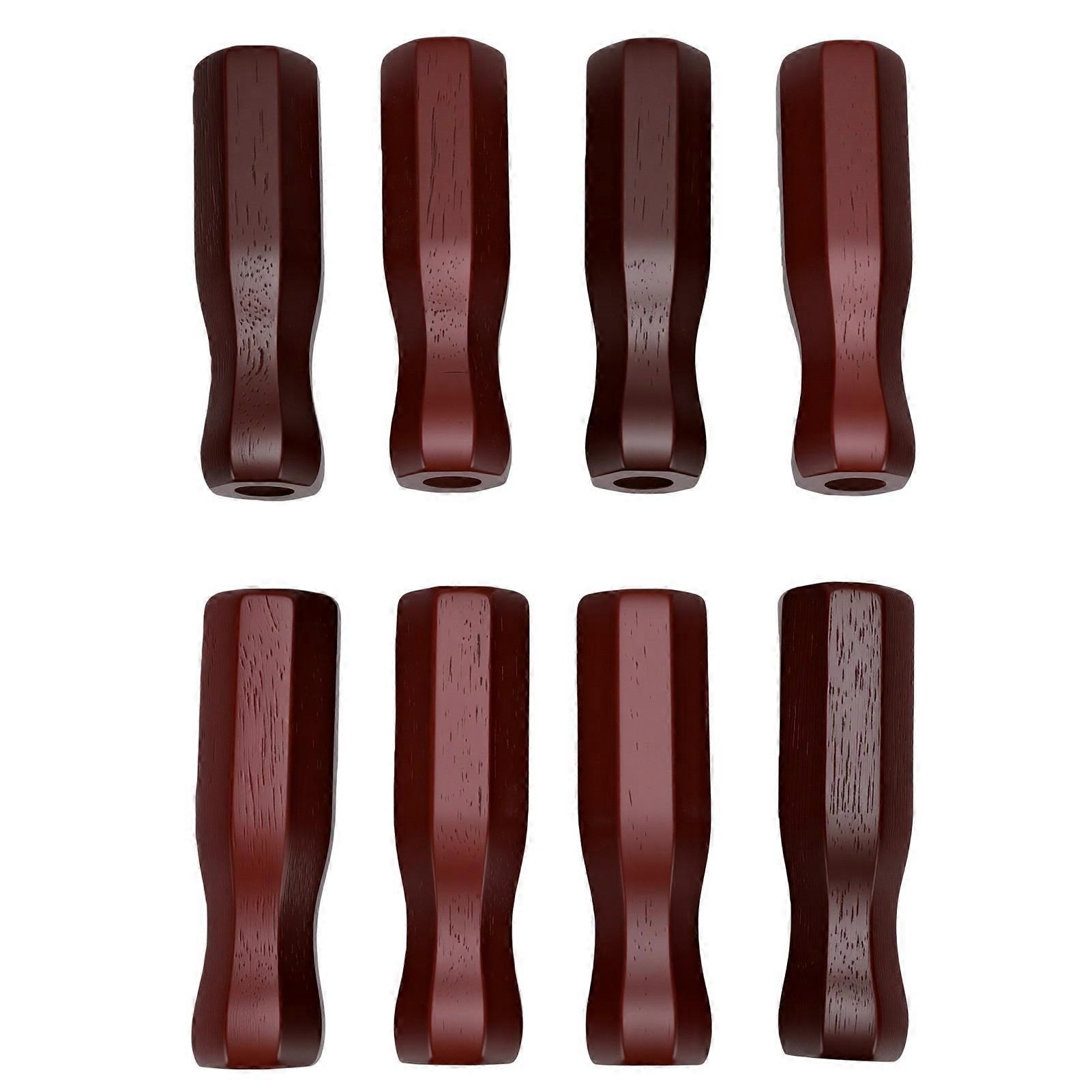 8PCS Foosball Table Handle Grip Replacement Ergonomic Slip Proof Solid Wood Octagonal Handle Wine Red