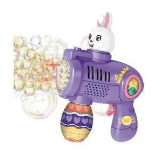 Easter Bunny Bubble Gun for Kids, Portable Plastic Bubble Machine Blower, Purple Orange Party Gift for Ages 3+