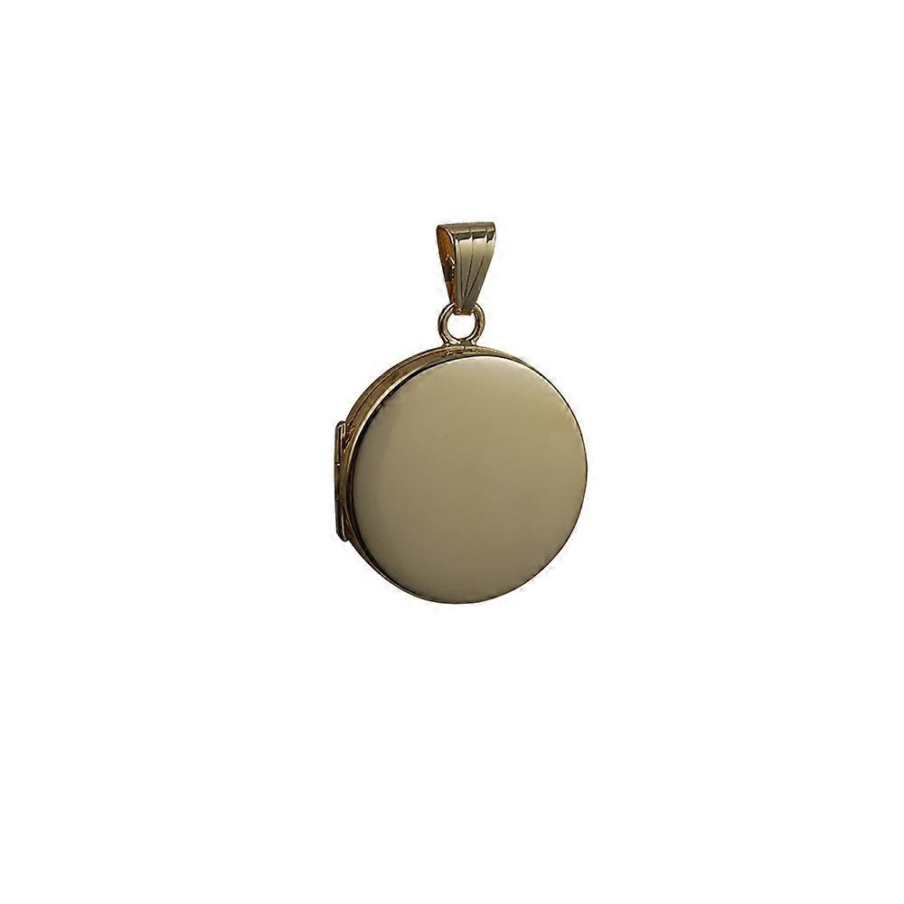 9ct Gold 23mm plain flat round Locket