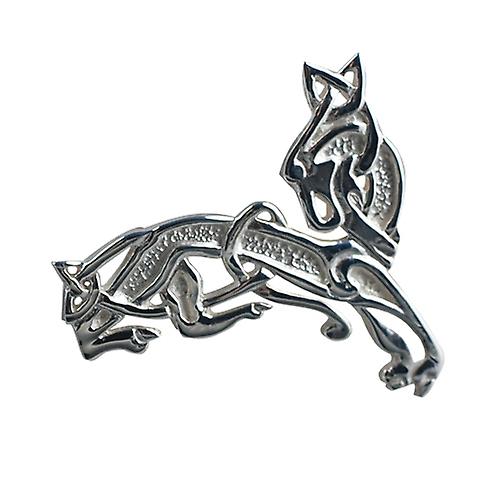 Silver 33x34mm Celtic animal Brooch