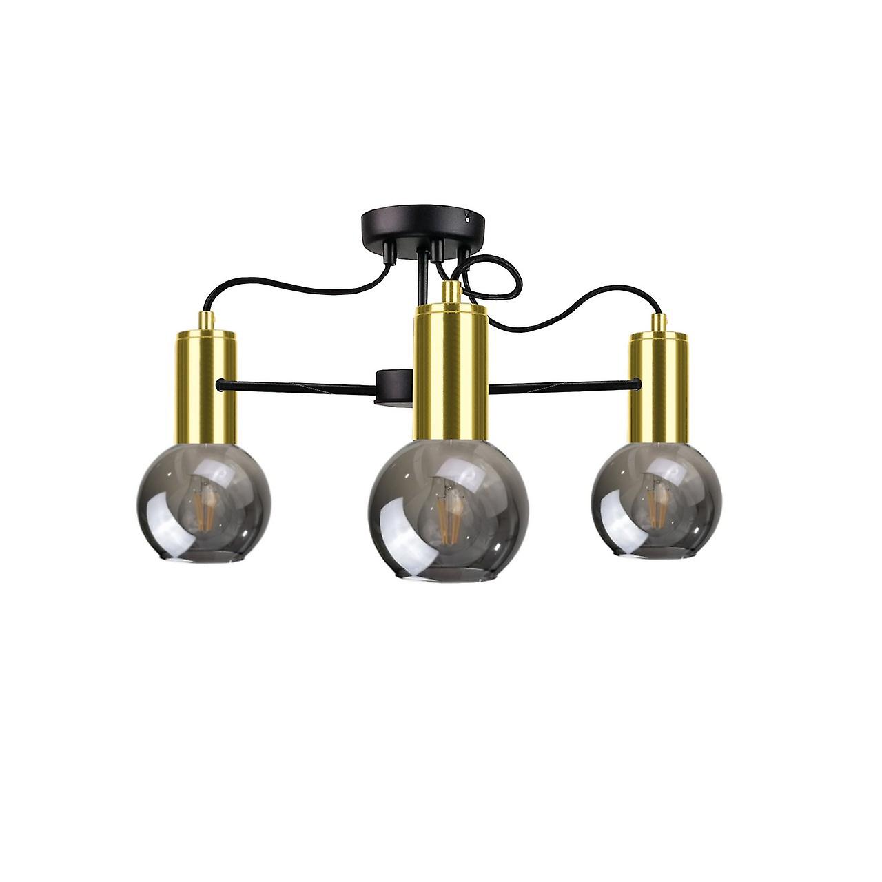Liv Multi Arm Semi Flush Ceiling Light Black, Gold, 60cm, 3x E27