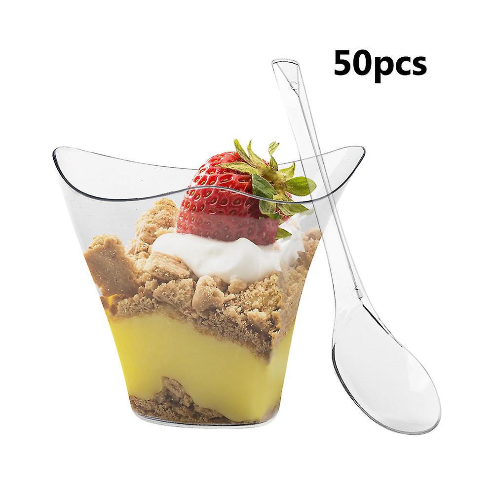 50 Stück 100ml Klare Dessertbecher Kunststoff Dessert Becher Wiederverwendbar für Gelee Mousse Eis