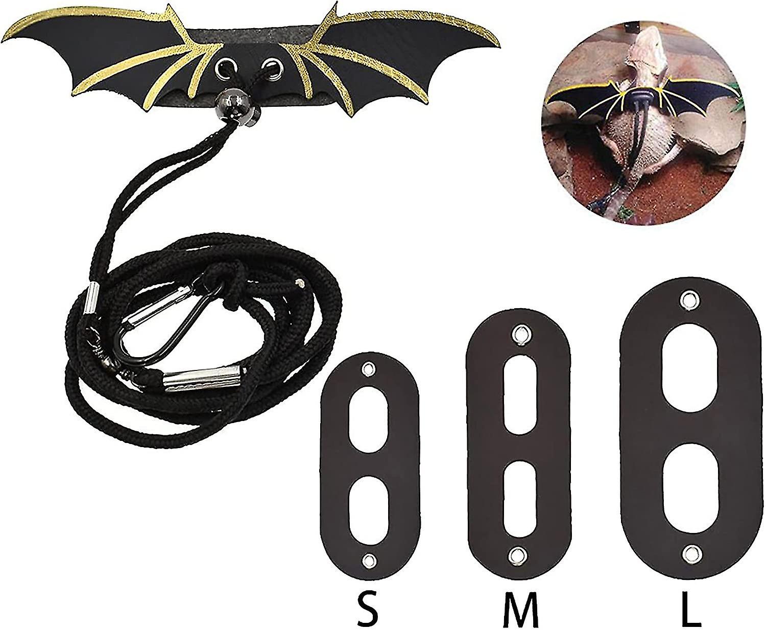 1 Set Adjustable Lizard Leashes, Bearded Dragon Harness Leash Soft Leather Reptile Lizard Leash With Cool Wings