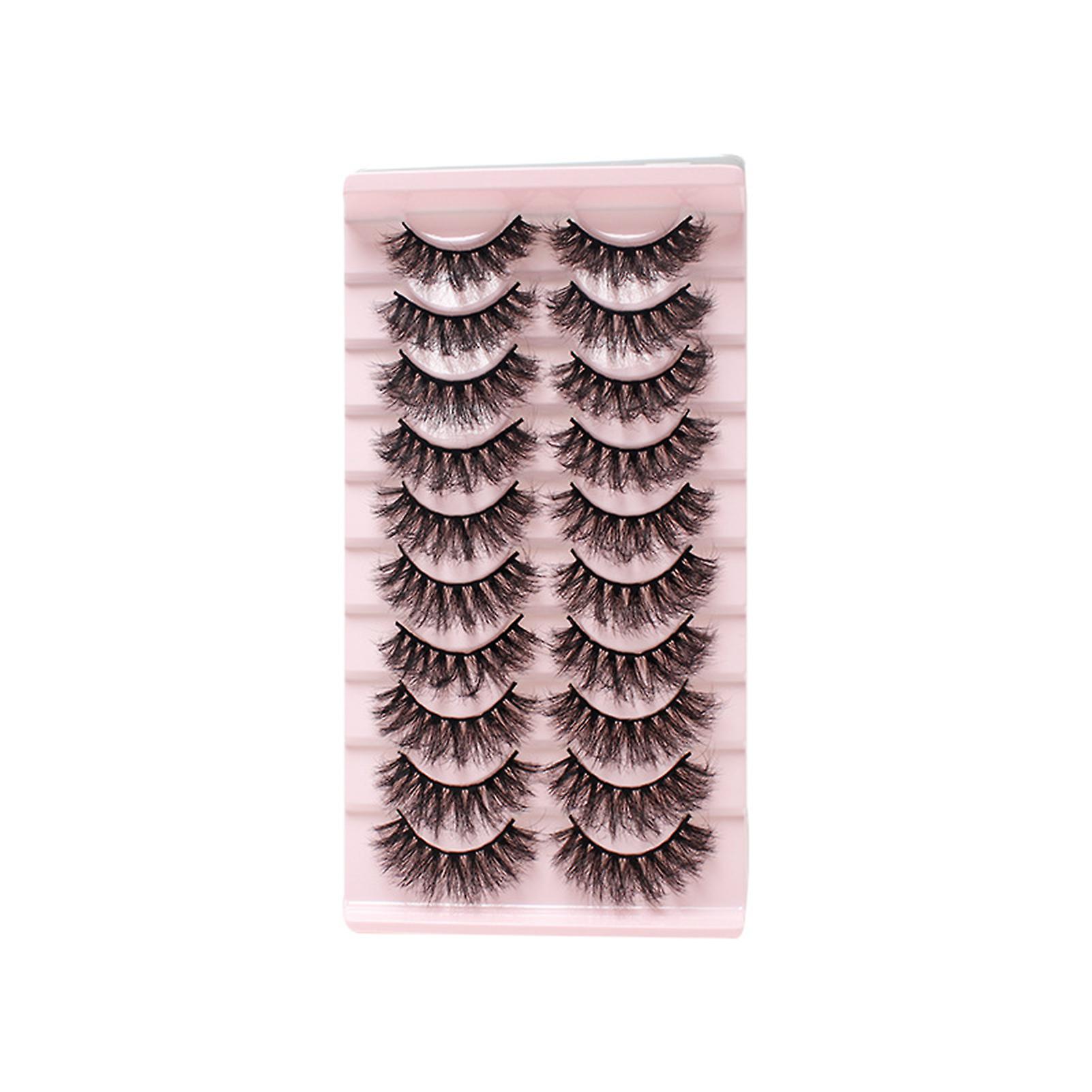 10 Pairs Dense Soft Artificial Eyelashes Diy Fluffy Effect Lightweight Lashes