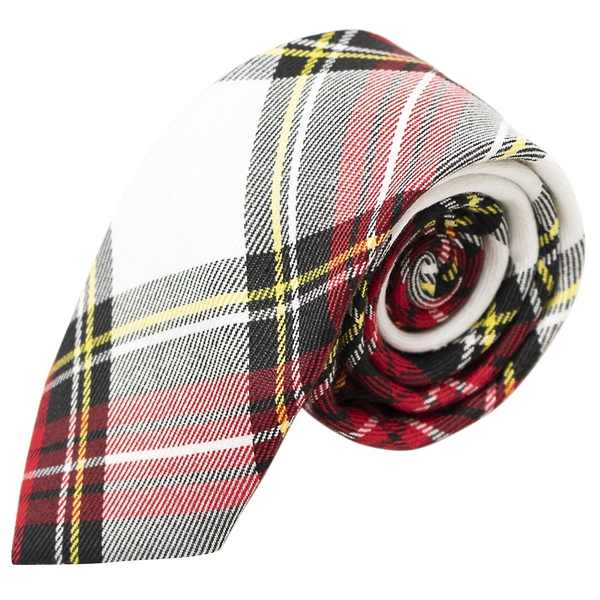 Traditional White &amp; Red Tartan Tie