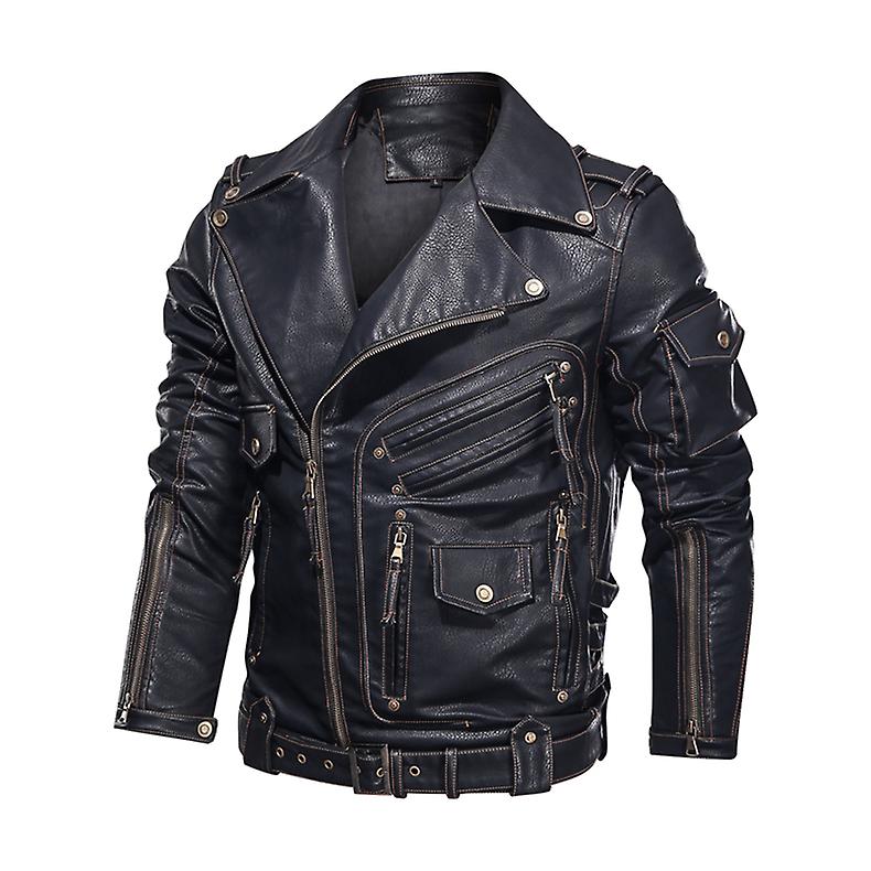 Mens Winter Eather Jacket Motorcycle Pu Eather Jacket Men Cool Zipper